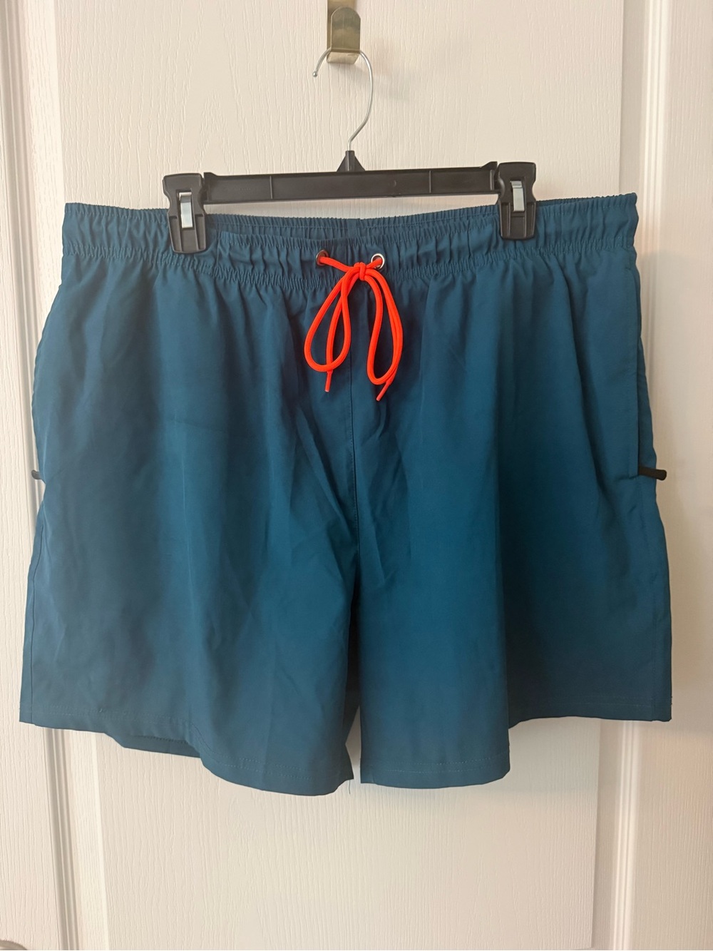 Men's Teal Swim Shorts with Orange Drawstring